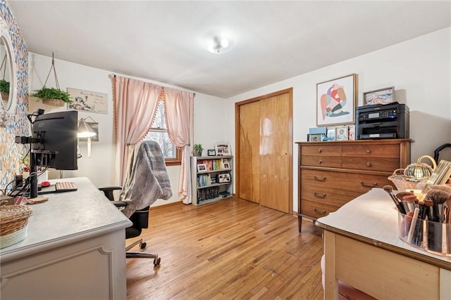 office area featuring light wood-style flooring