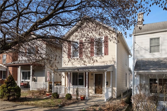 view of front facade featuring covered porch