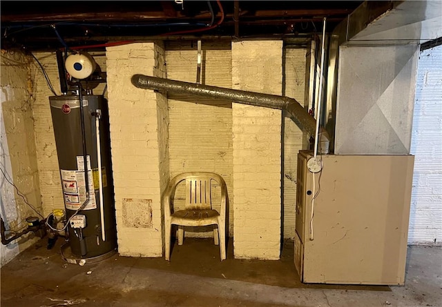 utilities with gas water heater and heating unit