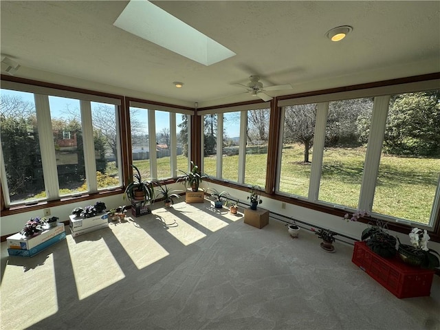 sunroom featuring a skylight