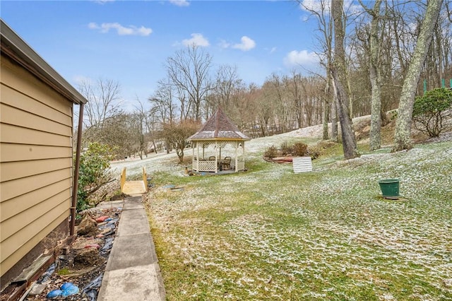 view of yard with a gazebo