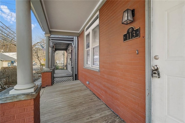 wooden deck with covered porch