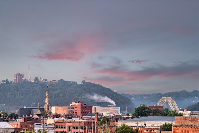 view of mountain feature with a view of city