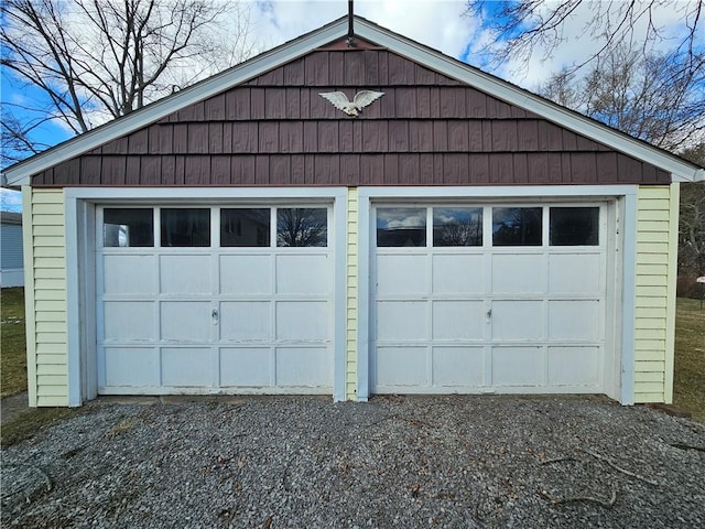 view of detached garage