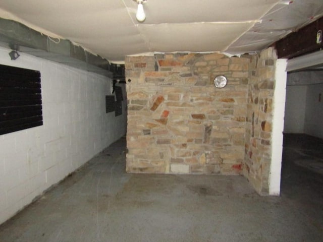 view of unfinished basement