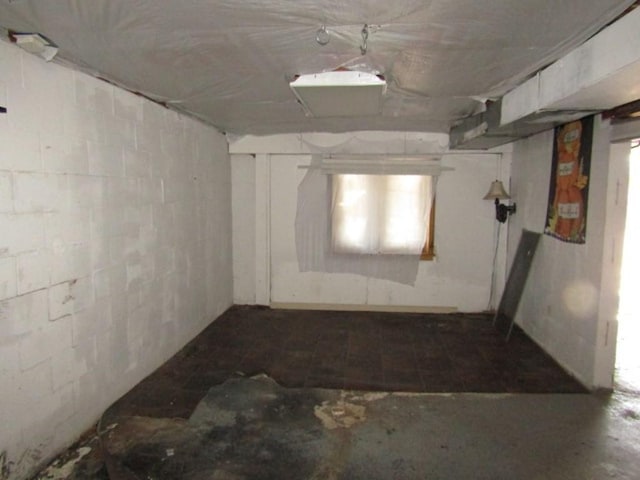 view of unfinished basement