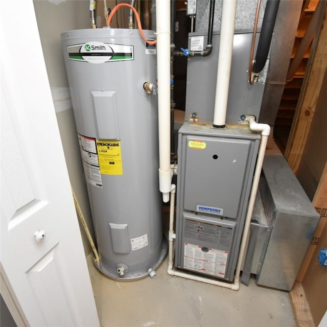 utility room featuring electric water heater