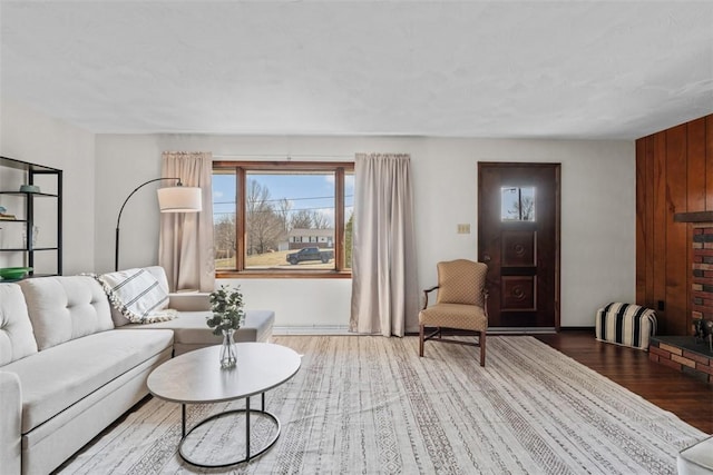 living room with wood finished floors