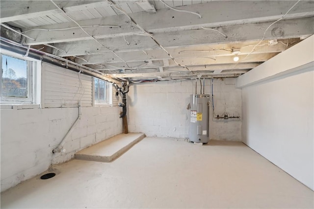 basement with electric water heater