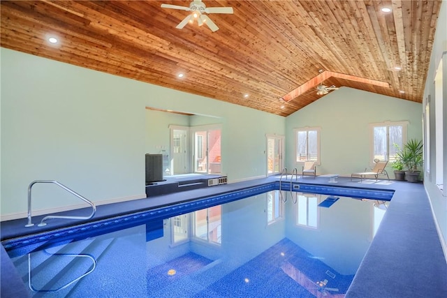 view of pool with a ceiling fan