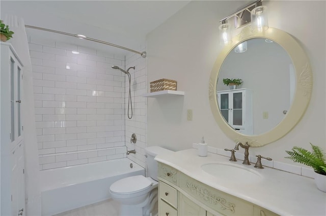 bathroom with vanity, toilet, and shower / tub combination