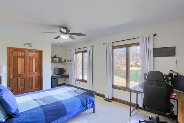 5125 Bear Run Rd, Cranberry Twp, PA 16066 - bedroom featuring carpet floors, a desk, baseboards, and a ceiling fan