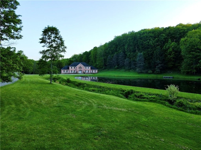 5125 Bear Run Rd, Cranberry Twp, PA 16066 - view of property's community with a water view, a lawn, and a wooded view
