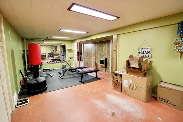 exercise room with heating unit