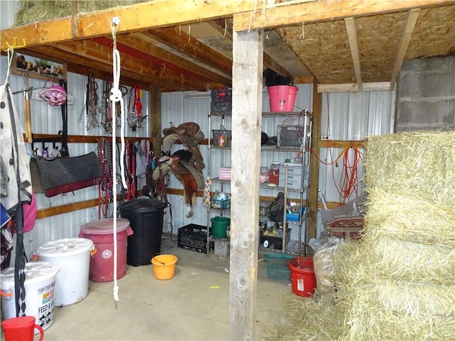 view of unfinished basement