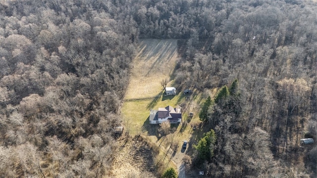 aerial view with a wooded view