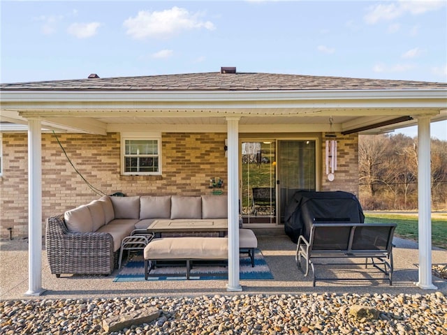 view of patio / terrace with an outdoor living space