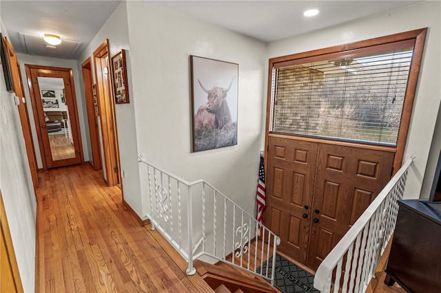 foyer entrance featuring wood finished floors