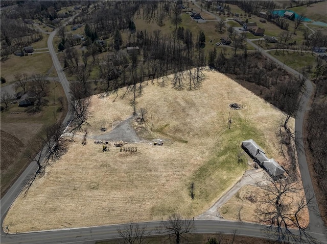 aerial view featuring a rural view