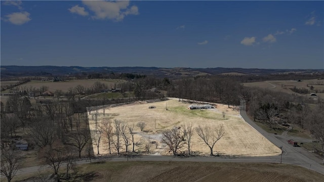 aerial view featuring a rural view