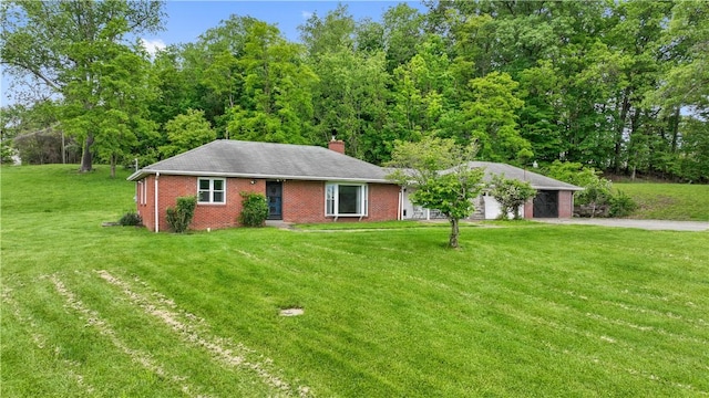 884 Linden Rd, North Strabane, PA 15330 - ranch-style house with driveway, a chimney, and a front yard
