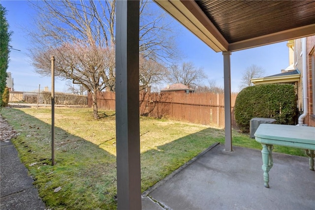 view of yard with a patio area and fence