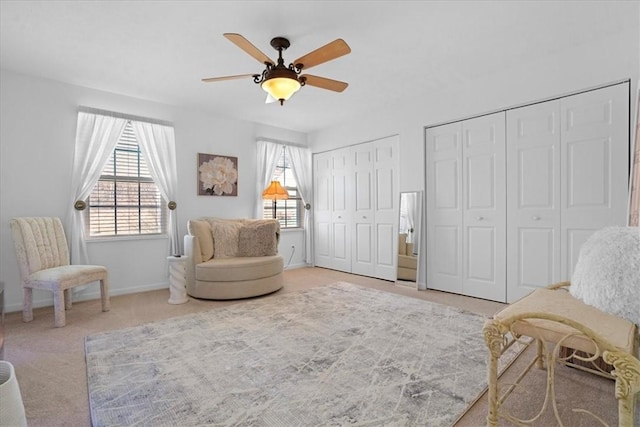 8004 Maureen Dr, Cranberry Twp, PA 16066 - living area featuring ceiling fan, carpet floors, and baseboards