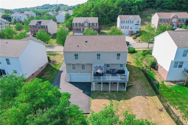 aerial view featuring a residential view