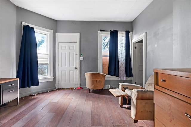 living area featuring hardwood / wood-style flooring