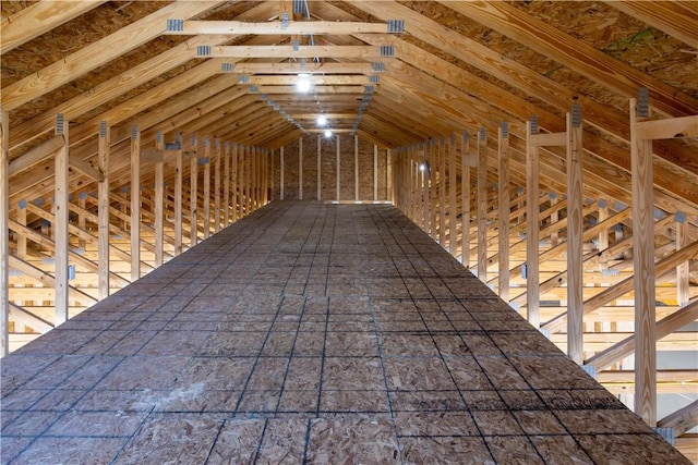 view of unfinished attic