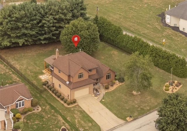 aerial view featuring a rural view