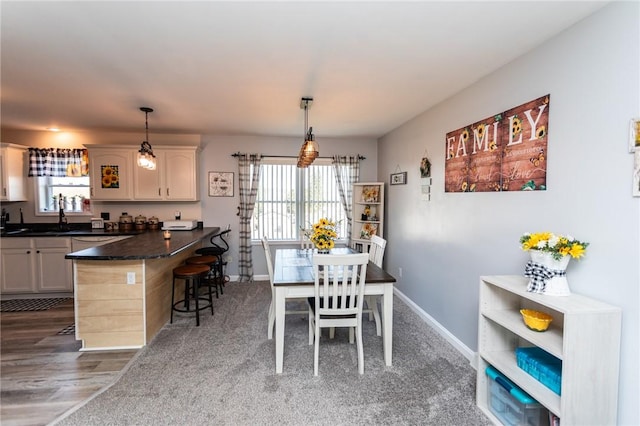 dining room with wood finished floors and baseboards