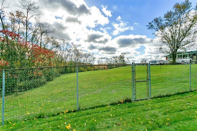 view of yard featuring a gate and fence