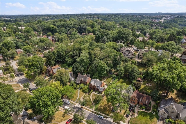 bird's eye view featuring a view of trees