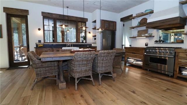 dining room featuring light wood finished floors