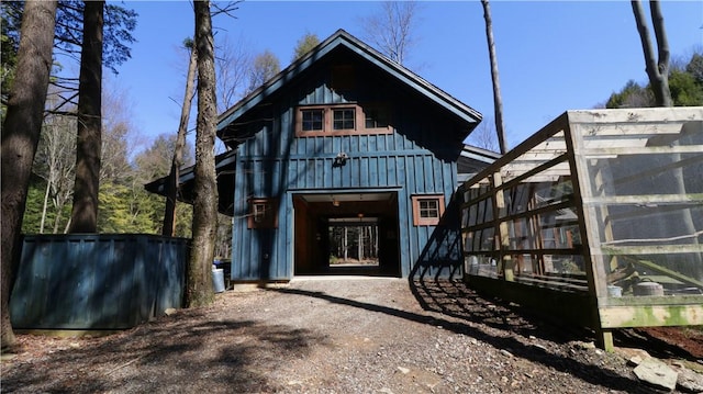 view of front of house with an outbuilding and board and batten siding