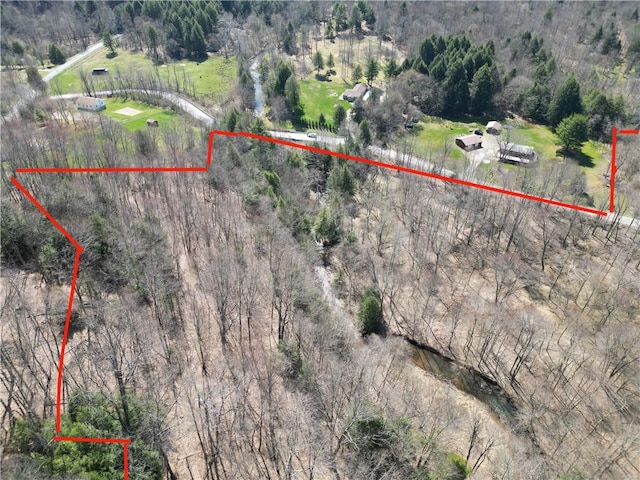 aerial view featuring a view of trees