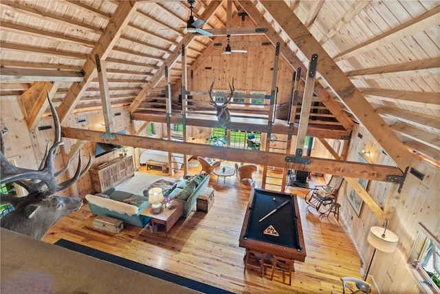 000 Wonder Ln, Punxsutawney Area School District, PA 15767 - living room with wooden ceiling, hardwood / wood-style floors, and wood walls