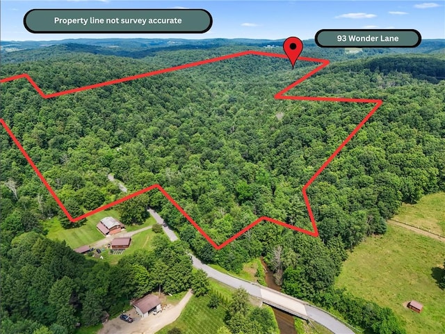 000 Wonder Ln, Punxsutawney Area School District, PA 15767 - aerial overview of property's location with a heavily wooded area and property parcel outlined