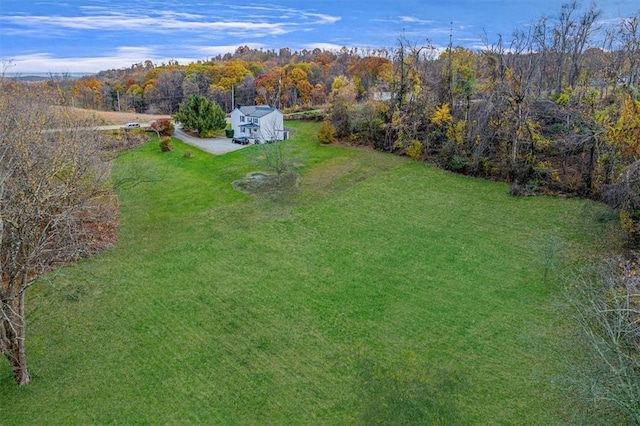 drone / aerial view with a view of trees