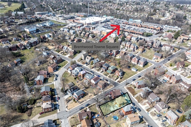 bird's eye view with a residential view