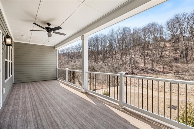 deck with a ceiling fan