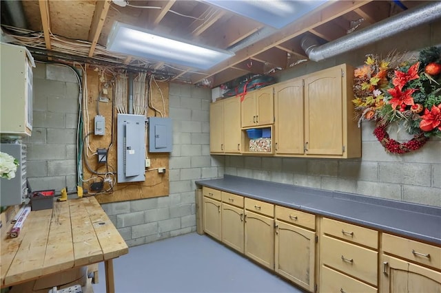 unfinished basement with electric panel