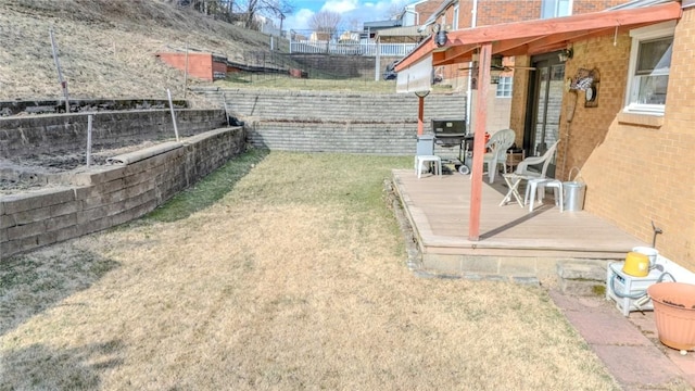 view of yard with a fenced backyard