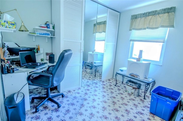view of carpeted office