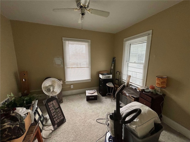 319 Cedar Ave, Sharon, PA 16146 - miscellaneous room featuring baseboards, carpet, and ceiling fan