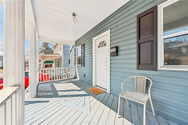 wooden deck with a porch