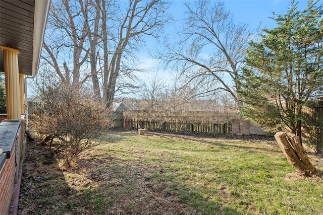 view of yard with a fenced backyard