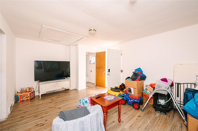 playroom featuring wood finished floors