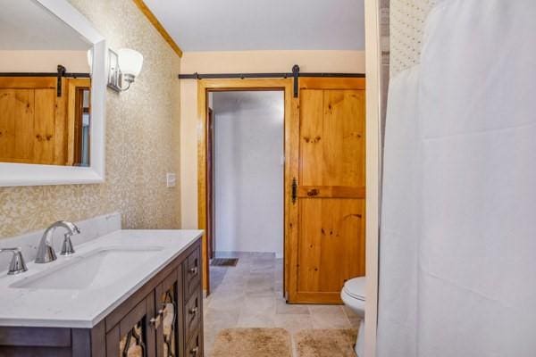 bathroom featuring toilet and vanity